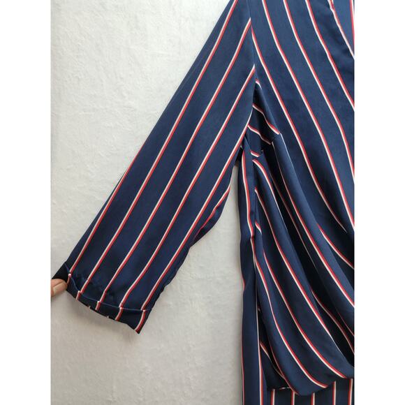 Atmosphere Striped Navy Blue and Red Blouse, Size 6 - Picture 7 of 14
